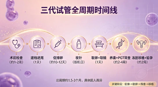 三代试管婴儿完整周期流程：从检查到验孕一步步讲清楚，每个阶段多久、跑几趟医院<